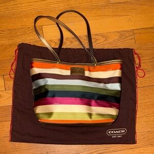 Vintage Coach Legacy Striped Satin Tote